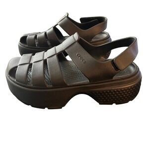 Crocs Skyline Fisherman Sandals Black Platform Lug Sole Womens 10 Mens 8 208182
